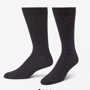 Allen Edmonds Mens Pin-Dot Cotton Dress Socks Black One Size Made in Italy
